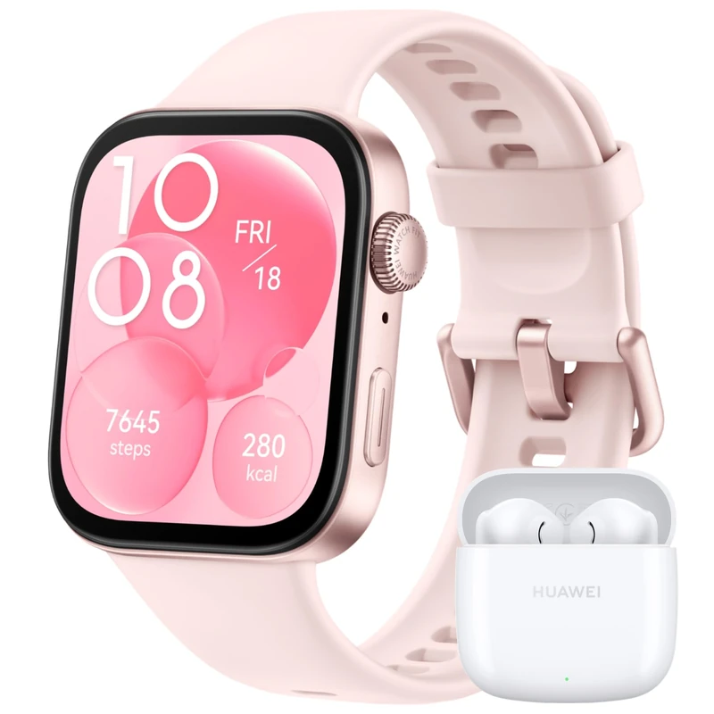 HUAWEI WATCH FIT 3 Pink + Freebuds SE 2 White - Image 1