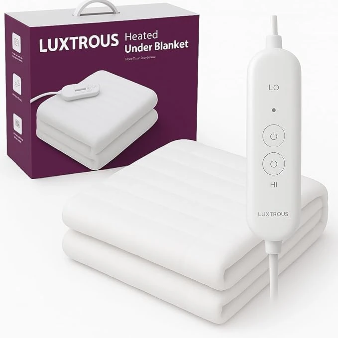 LUXTROUS Electric Blanket, Soft Polyester Electric Blanket Fitted Underblanket Mattress Cover With 3 Heat Settings Detachable Remote, Overheat Protection,Machine Washable Heated Blankets(Single)