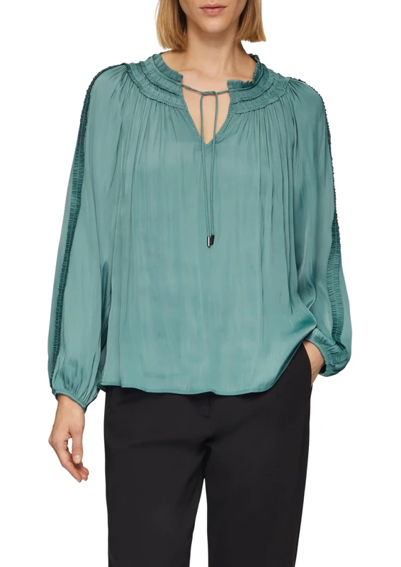 s.Oliver BLACK LABEL Tunic Blouse with Ruffle Detail, Petrol, 10