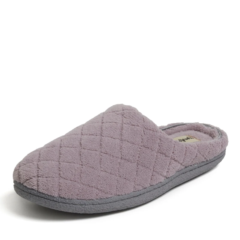 Dearfoams Women's Leslie Quilted Terry Clog with Wide Widths Slipper, Frosted Plum Terry, 7-8