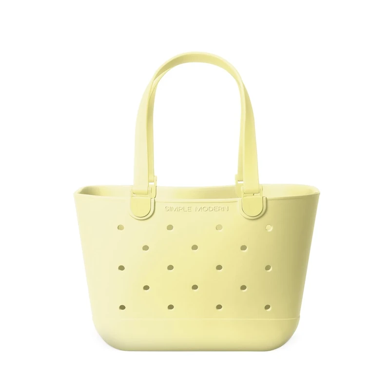 Simple Modern Beach Bag Rubber Tote | Waterproof Large Tote Bag with Zipper Pocket for Beach, Pool Boat, Groceries, Sports | Getaway Bag Collection | Buttercup | Large