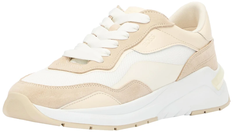 BOSS Women's Skylar_Runn_Meth Sneaker, Open White118, 8 UK