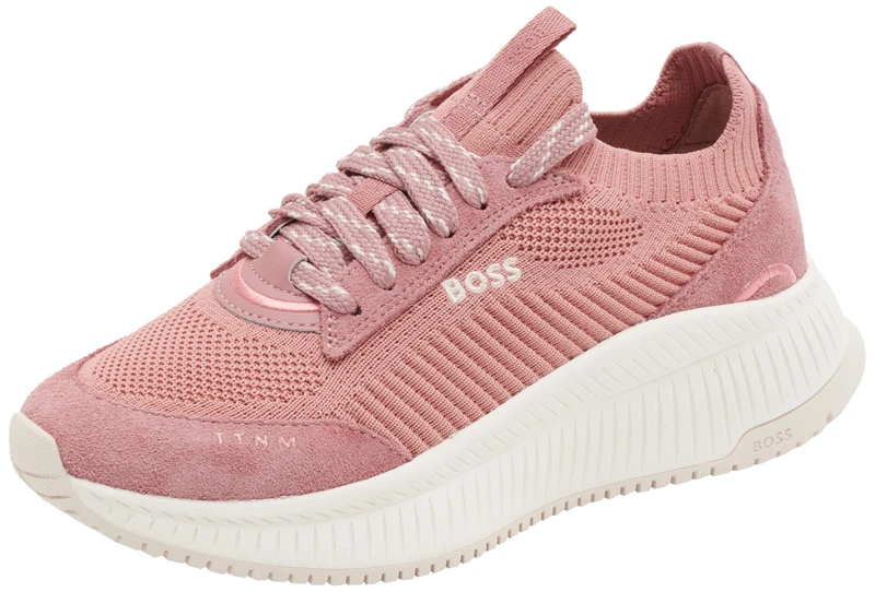 BOSS Women's Ttnmevo_slon_lowkn Sneaker, Open Pink691, 4 UK