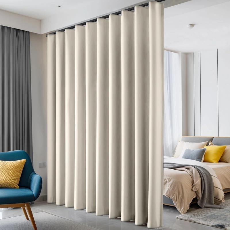 Hoeflife Room Divider Curtains, Blackout Ceiling Curtains with Hook, Soundproof Floor Curtains, Perfect for Ceiling Mount, Curtain Rails, Partition Wall Divider