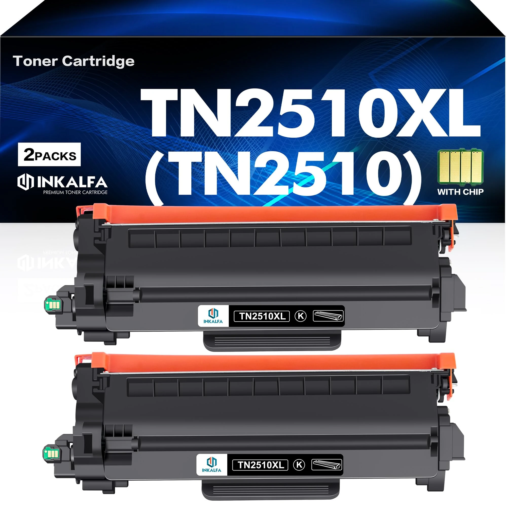 TN2510XL TN2510 TN-2510XL Toner Cartridge: Compatible for Brother TN-2510 TN 2510XL 2510 for Brother DCP-L2627DWE HL-L2400DWE DCP-L2665DW MFC-L2835DW DCP-L2660DW MFC-L2800DW With Chip (2 x Black)