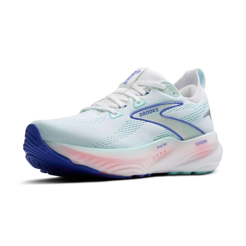 Brooks Women's Glycerin 22 Running Shoes, White/Limpet Shell/Amparo Blue, 4.5
