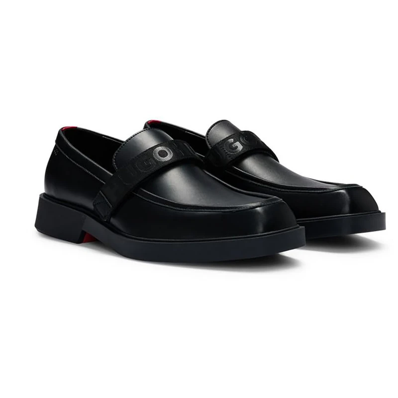 Hugo Men's Iker_mocc_al Moccasin, Black 1, 8 UK