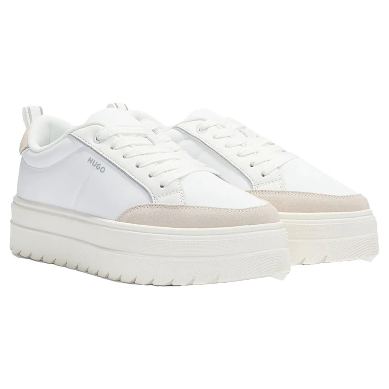 Hugo Women's Lyssa_Tenn_nysdpu Sneaker, Open White127, 4 UK