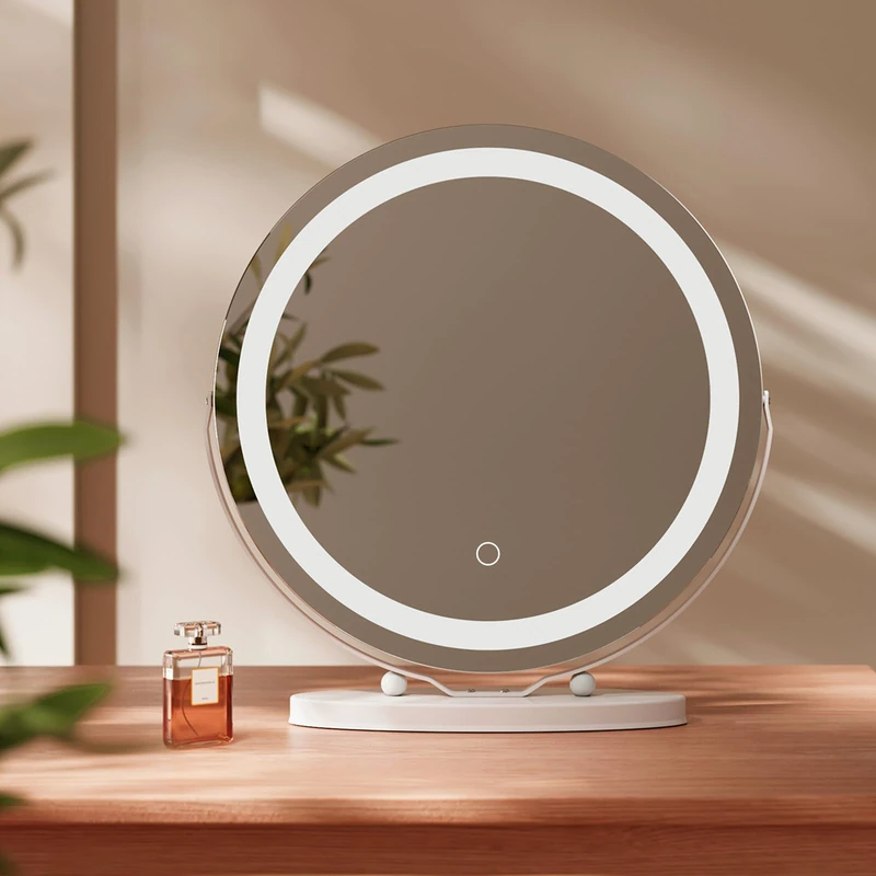 EMKE Hollywood Illuminated Mirror with Touch Control Dimmable 3 Light Colours with Lighting White LED Cosmetic Mirror 360° Rotatable