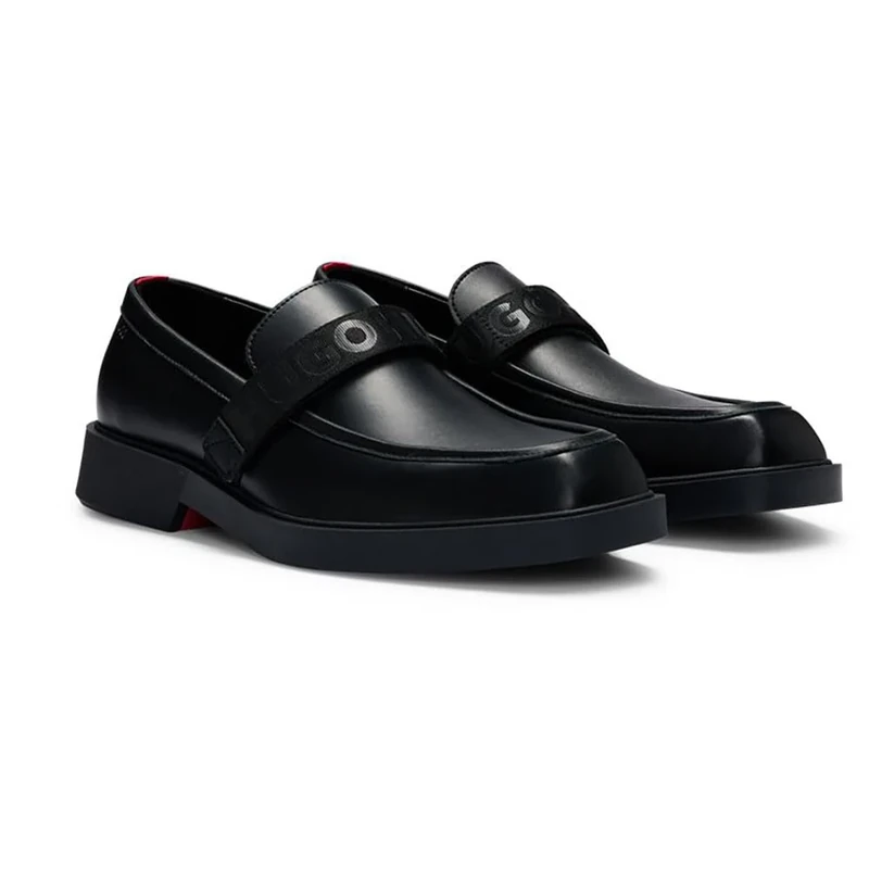 Hugo Men's Iker_mocc_al Moccasin, Black 1, 10.5 UK