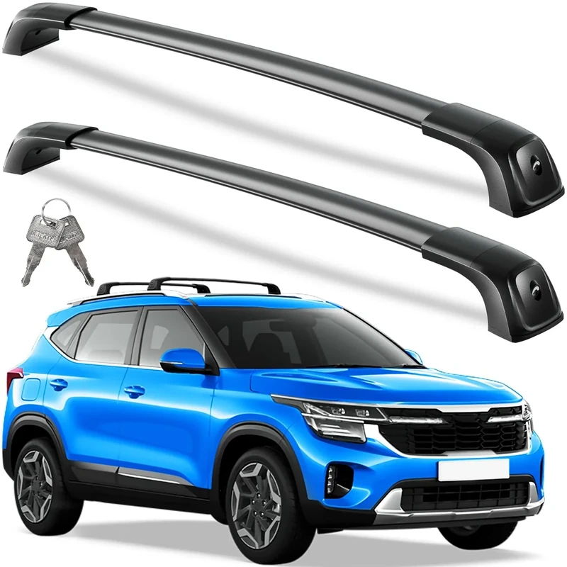 Wonderdriver Lockable 260lbs Roof Rack Cross Bars Compatible with Kia Seltos 2021 2022 2023 2024 2025, Heavy Duty Aluminum Roof Rails Crossbars Cargo Canoe Black Rooftop Cargo Carrier Luggage