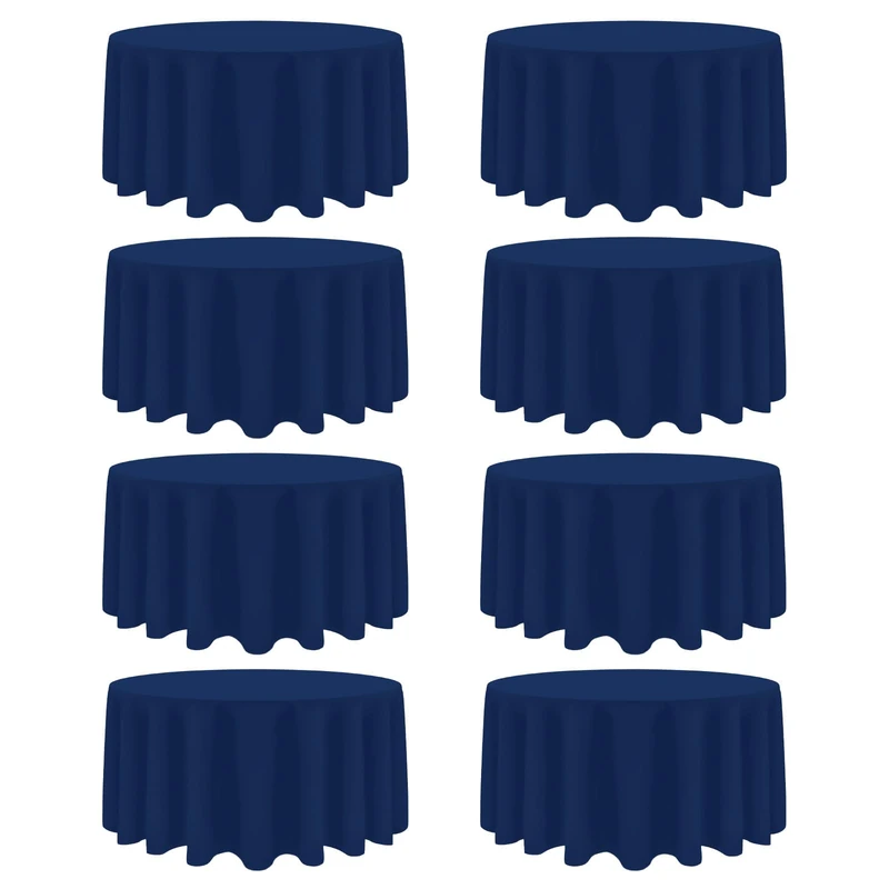 Heneger 8 Packs 90 Inch Navy Blue Round Tablecloth