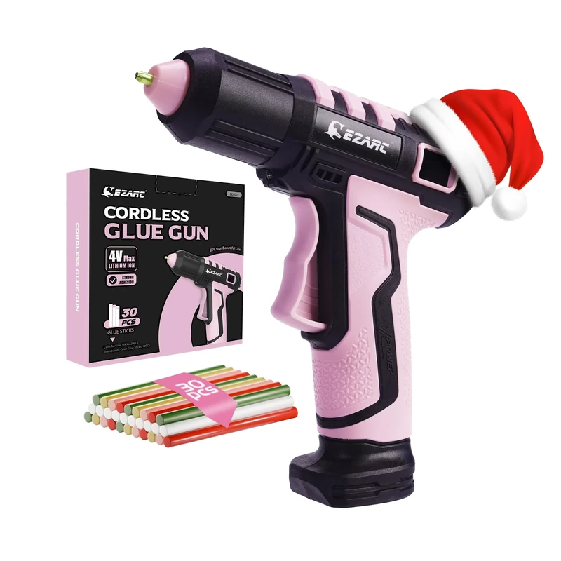 EZARC Cordless Hot Glue Gun, 15s Heating Fast Glue Gun Kit with 30 Pcs Mini Glue Gun Sticks, Automatic-Safety-Power-Off, Built-in 2500 mAh Lithium-ion for Art, Crafts, Decorations, Home Repairs