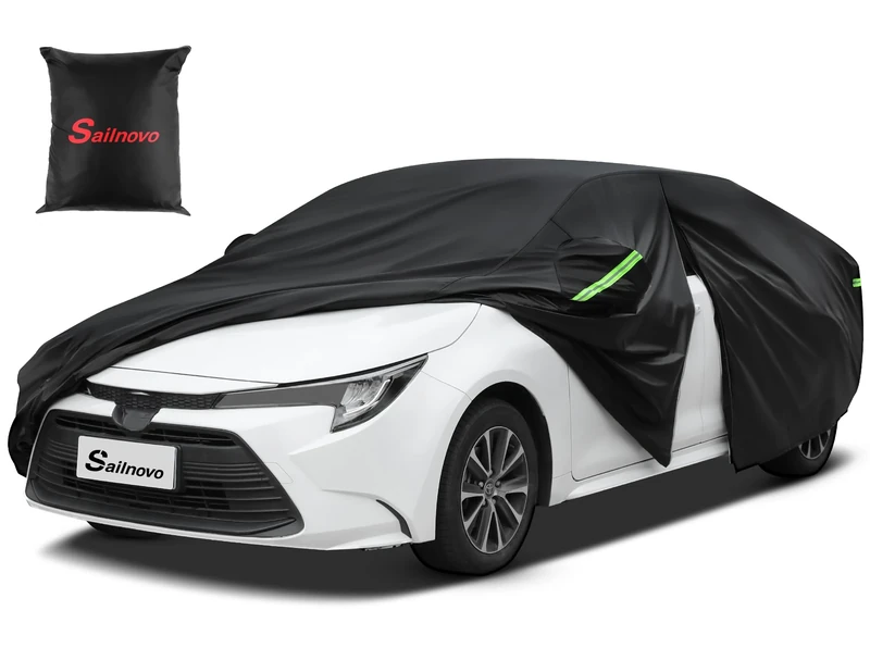 Sailnovo Sedan Car Cover Waterproof All Weather,Heavy Duty Full Exterior Cover for Nissan Versa,Volkswagon Golf Snow Sun UV Protection with Zipper Universal Fit for Sedan (Up to 177 inches)