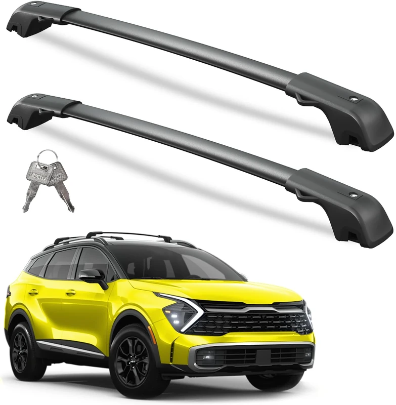 Wonderdriver Roof Rack Cross Bars Compatible with Kia Sportage 2023 2024 2025 X-Line AWD/X-Pro/X-Pro Prestige with Raised Rails Aluminum Lockable (Not for Flush Rails and Panoramic sunroof)