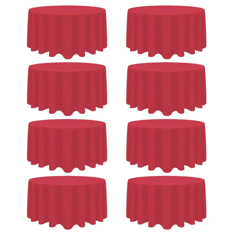 Heneger 8 Packs 120 Inch Red Round Tablecloth
