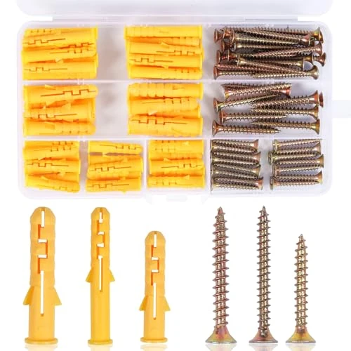 Norvens 116-Pc Drywall Screw Set with Wall Plugs - M6/M8 Screws