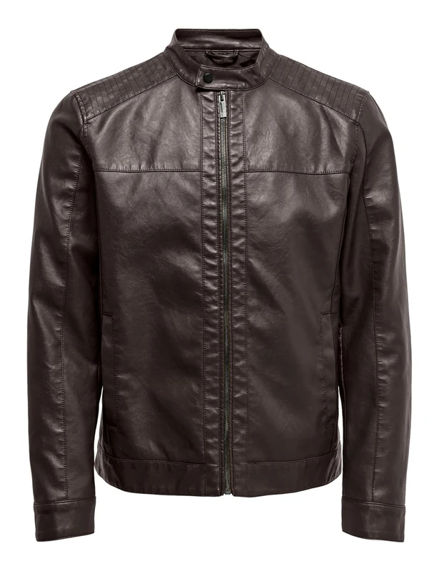 ONLY & SONS Onsmike Pu Racer OTW Noos Men's Jacket, Mole, M