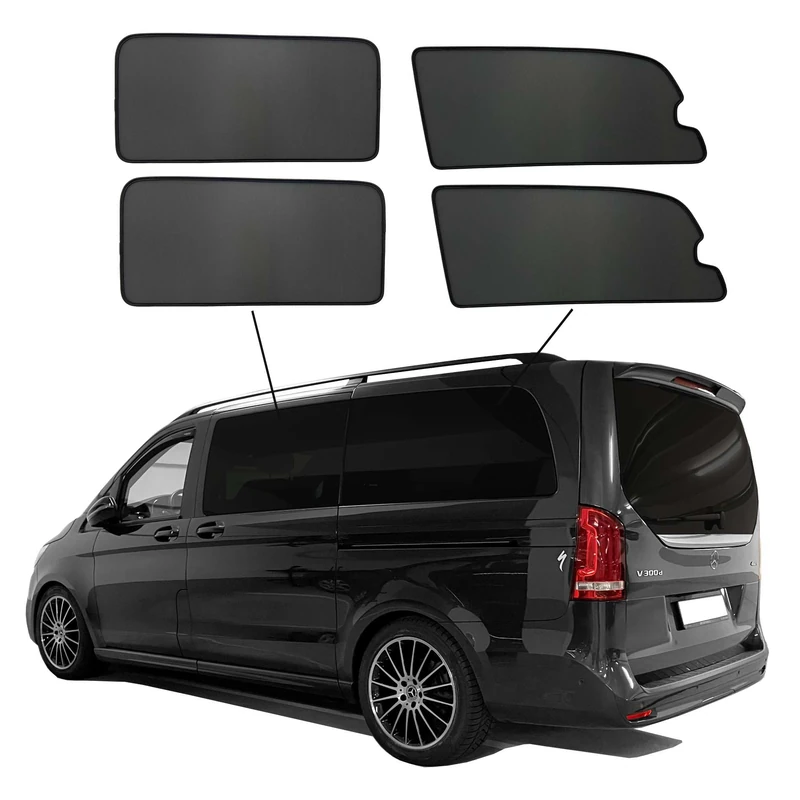 SunClip Privacy and Sun protection compatible with Mercedes V-Class W447 (Long wheel base) 2014-2024 with pop-out windows