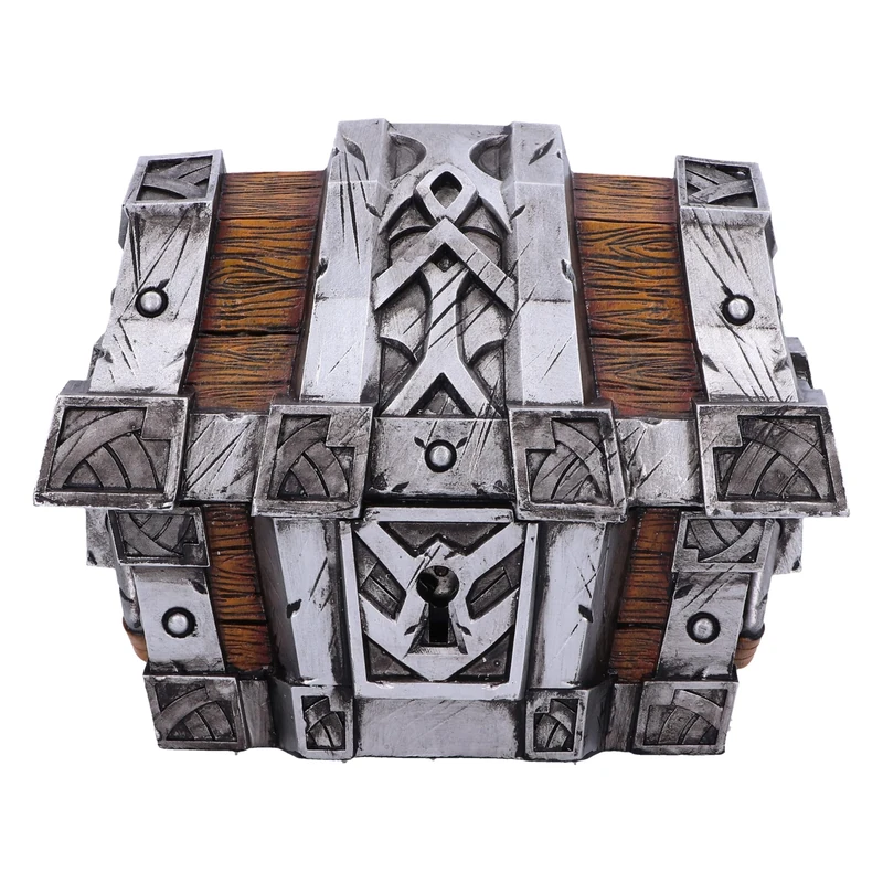 Nemesis Now World of Warcraft Silverbound Treasure Chest Box 10.5cm, Resin, Silver/Brown, Official World of Warcraft Merch, Treasure Chest Box, Gaming Controller Box