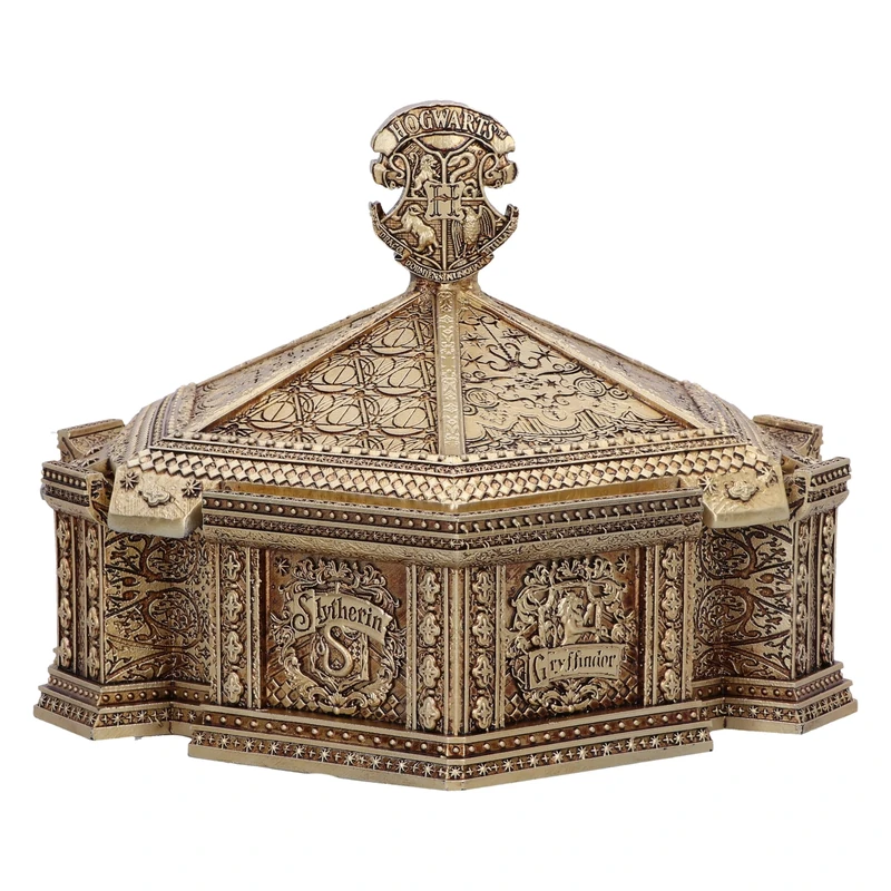 Nemesis Now Harry Potter Hogwarts Trinket Box, Resin, Gold, Officially Licensed Harry Potter Merchandise, Hogwarts Accessory Box, Red Velour Interior, Cast in the Finest Resin, Expertly Hand-Painted