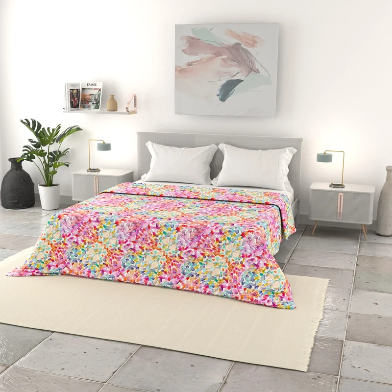 BASIC Summer Printed Quilt, Made in Italy, Spring, Double 250 x 240 cm