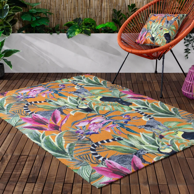 Wylder Tropics Kali Animals Outdoor/Indoor Rug – Tropical Animal Design (Multicolour – 120 x 170cm)