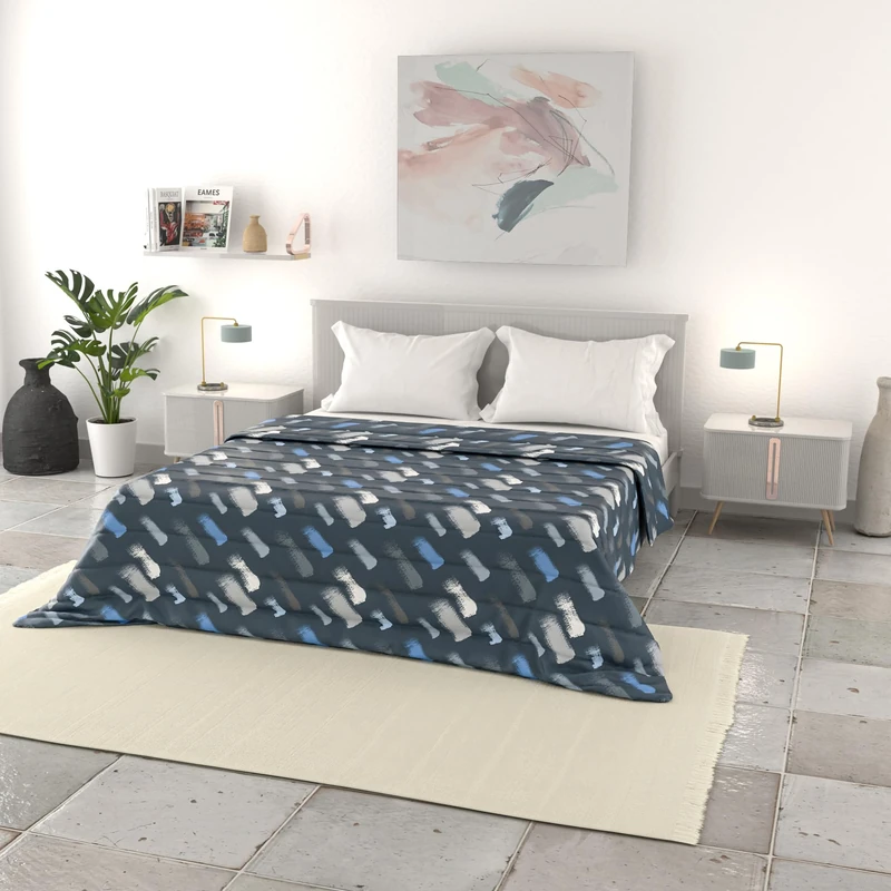 Summer BASIC Printed Quilt, Made in Italy, Chalks, Double 250 x 240 cm
