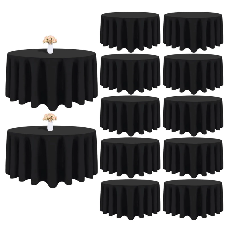 Heneger 12 Packs 120 Inch Black Round Tablecloths