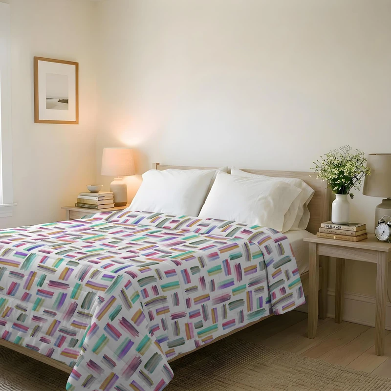 BASIC Summer Printed Quilt, Made in Italy, Multicoloured, Double 250 x 240 cm - Image 1