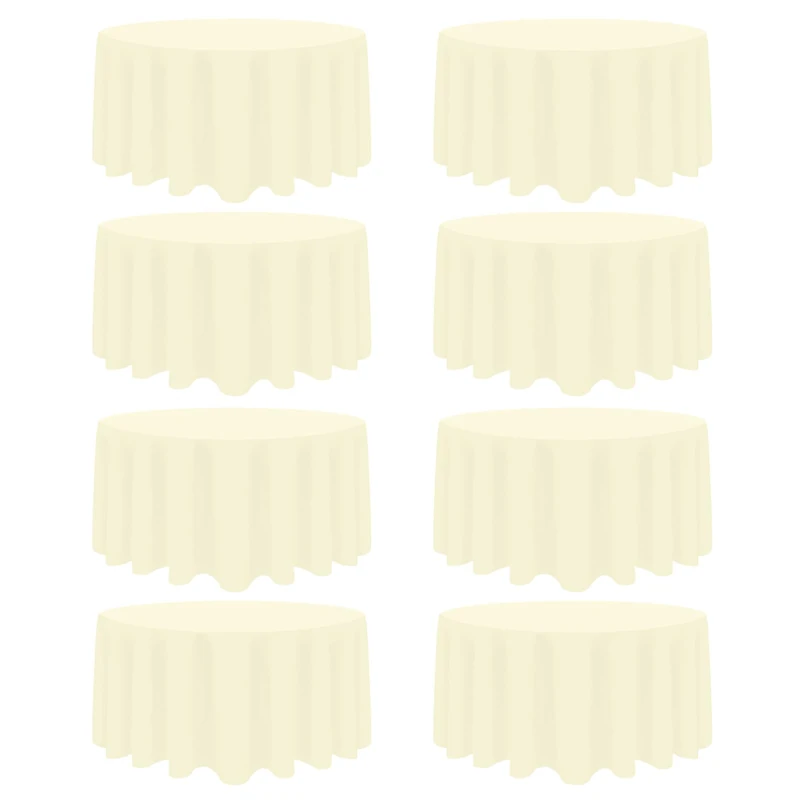 Heneger 8 Packs 120 Inch Beige Round Tablecloth
