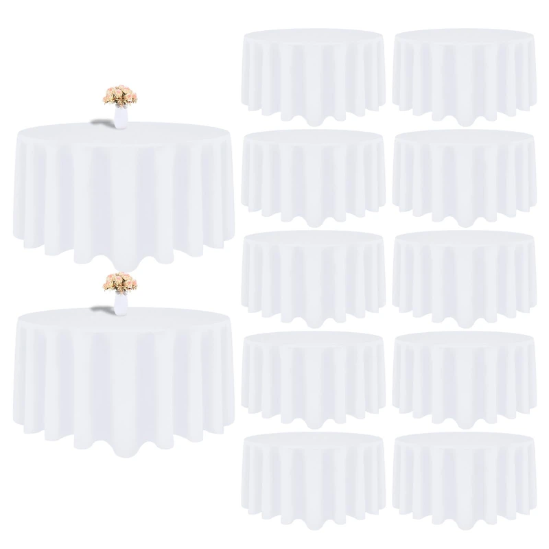 Heneger 12 Packs 90 Inch White Round Tablecloth