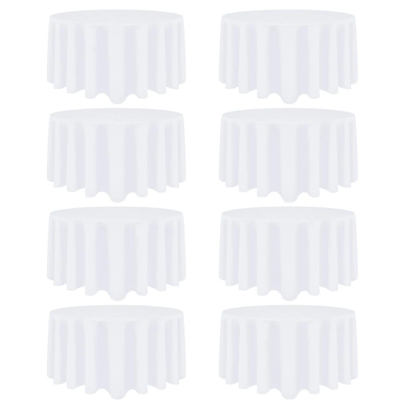 Heneger 8 Packs 120 Inch White Round Tablecloth