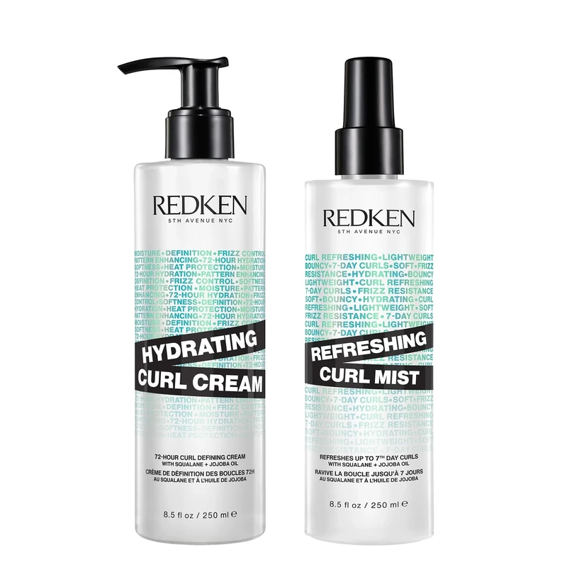 REDKEN Hydrating Curl Cream & Refreshing Hair Mist Set 250ml for Styling Curly & Coily Hair, Curl Activator, Define and Enhance