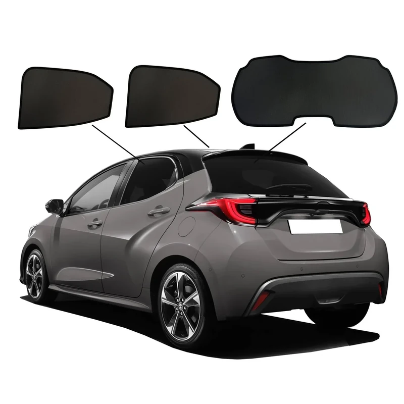 SunClip Privacy & Sun protection compatible with Toyota Yaris (P21) 2020- & Mazda 2 (KB) 2022-