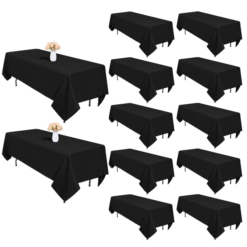 Heneger 8 Pack Black Tablecloths Rectangle 60 x 84 Inch for 4 Foot Tables