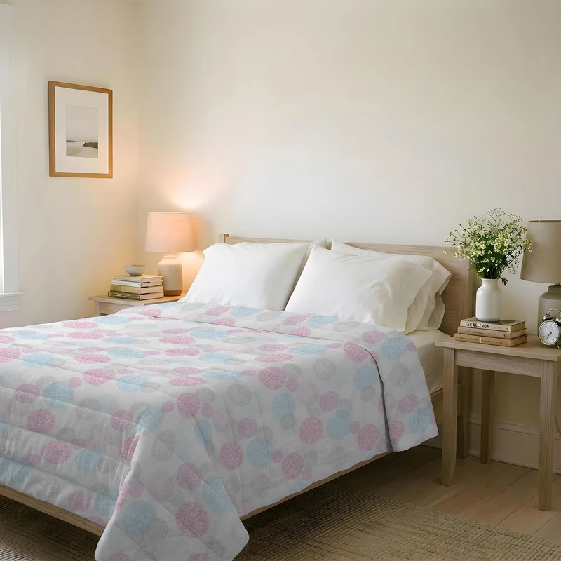 Italian Bed Linen BASIC Line Summer Quilt, Made in Italy, Printed Soft Microfibre Bedspread – Spring Summer Mid-Season Quilt – Molecules, Double 250 x 240 cm - Image 1