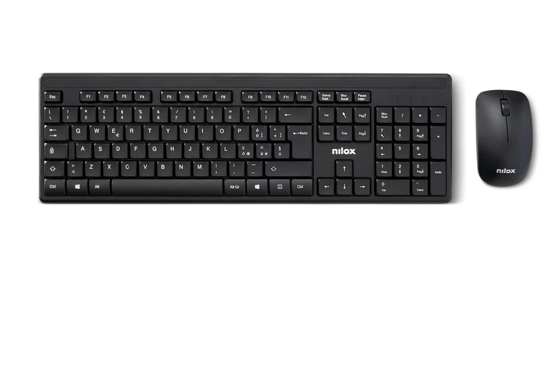Nilox NXKMWIT011 10M Wireless Keyboard and Mouse Set Italian Layout Keyboard Mouse with 1600 DPI Optical Sensor Compatible with Windows, Linux and Mac