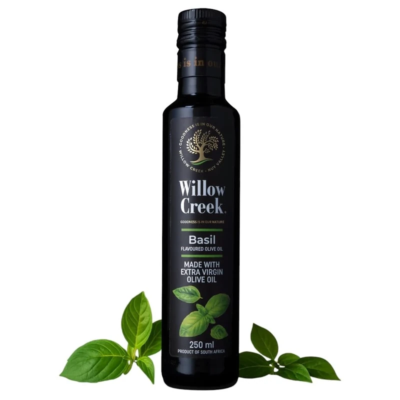 Willow Creek | Basil Olive Oil | 250ml | Globally Award Winning | Extra Virgin | Cold Pressed | Cooking | Dipping | Flavoured | Pairs with Lamb, Pasta, Pizza, Salad, Veg | Basil Extra Virgin Olive Oil