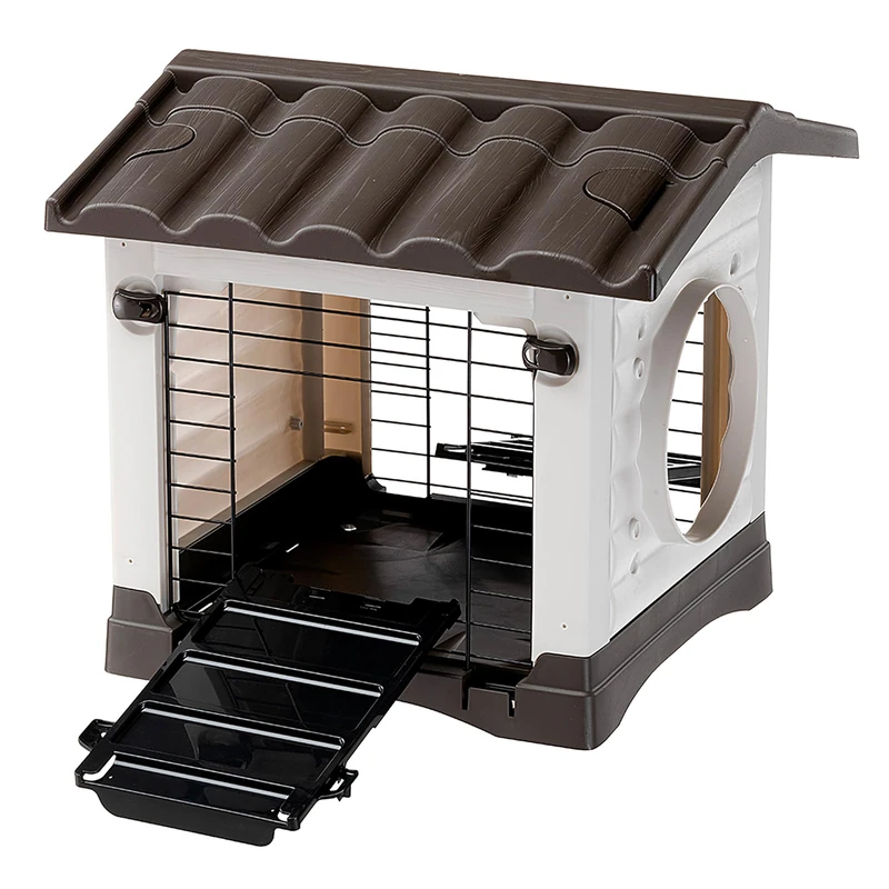 Ferplast METRO' Rabbit House, Connectable to Tunnels for Dwarf Rabbits, Ferrets and Guinea Pigs with 2 Entrances, Removable Roof and Draining Bottom, 43 x 48 x 44 cm.