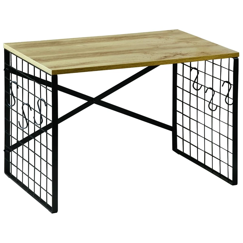 Kesper 27831 Microwave Shelf, Material: Oak Decor/Metal, Dimensions: W: 52 x D: 32.5 x H: 36.5 cm, Colour: Black/Natural