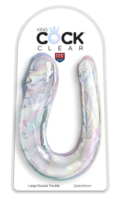 King Cock Large Double Trouble Clear 44 cm - Image 1