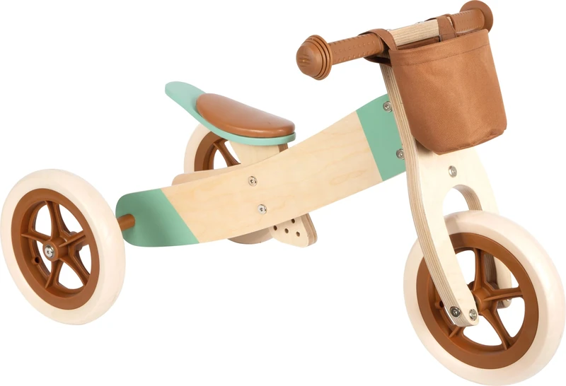 small foot Balance Bike and Trike Maxi Caramel Brown, height-adjustable wooden bike, for kids aged 12+ months, 12498