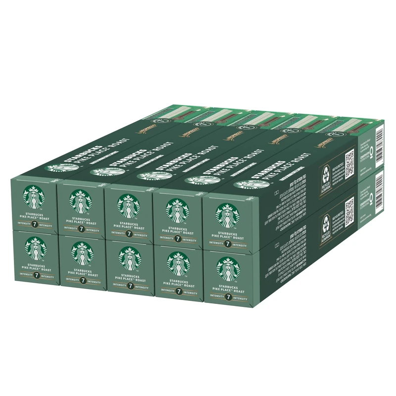 STARBUCKS Pike Place Roast by Nespresso, Medium Roast, Coffee Capsules 10 x 10 (100 Capsules)