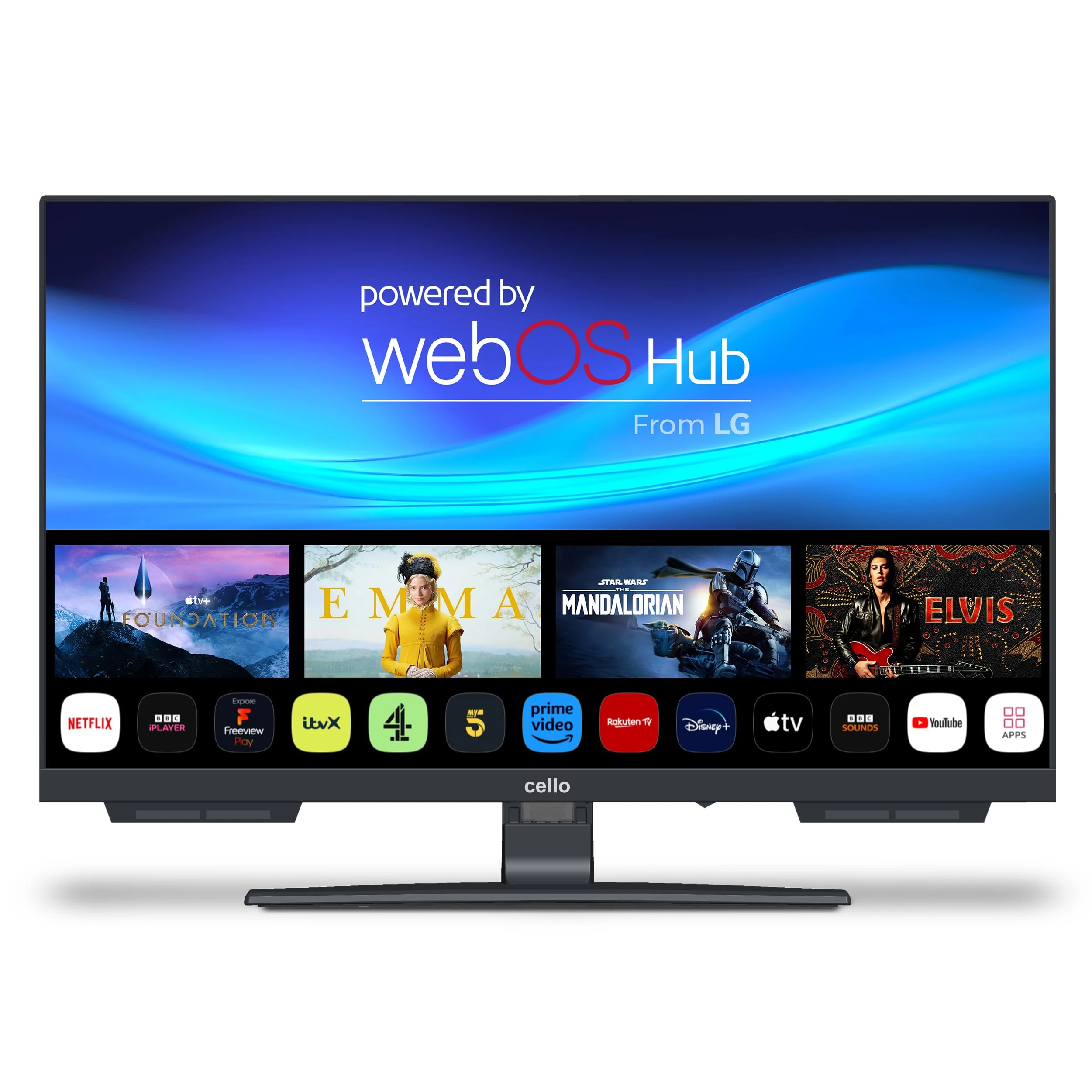 Cello 24 inch Smart Frameless TV C2424WSH, Mains Powered, WebOS by LG, Freeview Play, FreeSat, Bluetooth, Pitch Perfect Speakers, UK Made, Ideal for Kitchen, Bedroom or Small Spaces