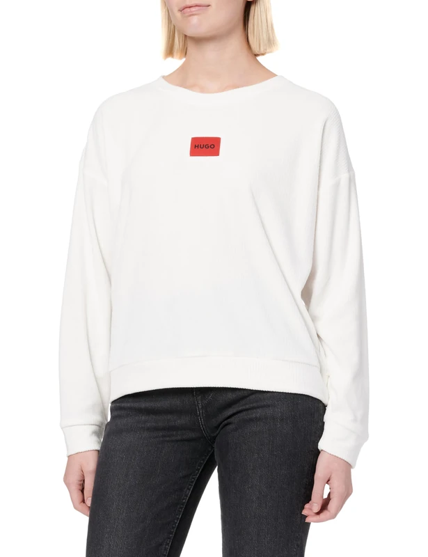 HUGO Women's Neve loungew Sweatshirt, Natural102, L