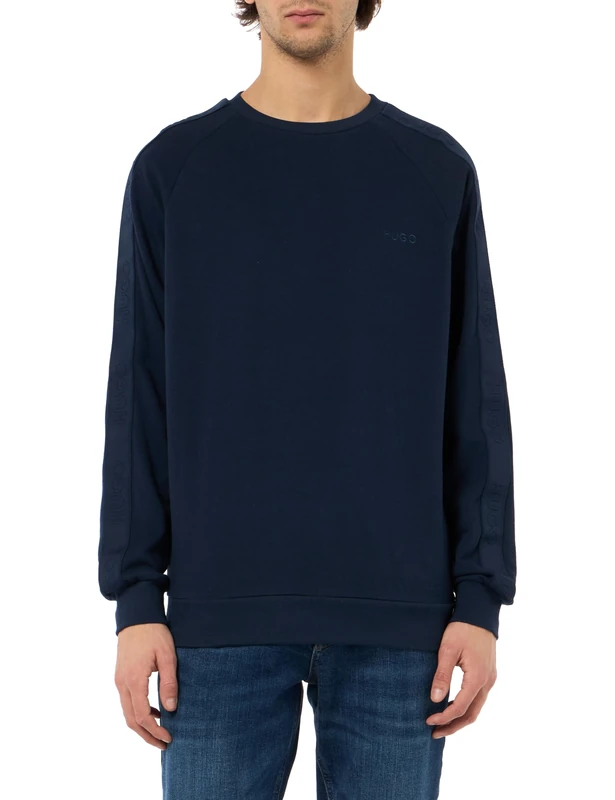HUGO Men's Tonal Logo Sweatsh. loungew Sweatshirt, Dark Blue405, S