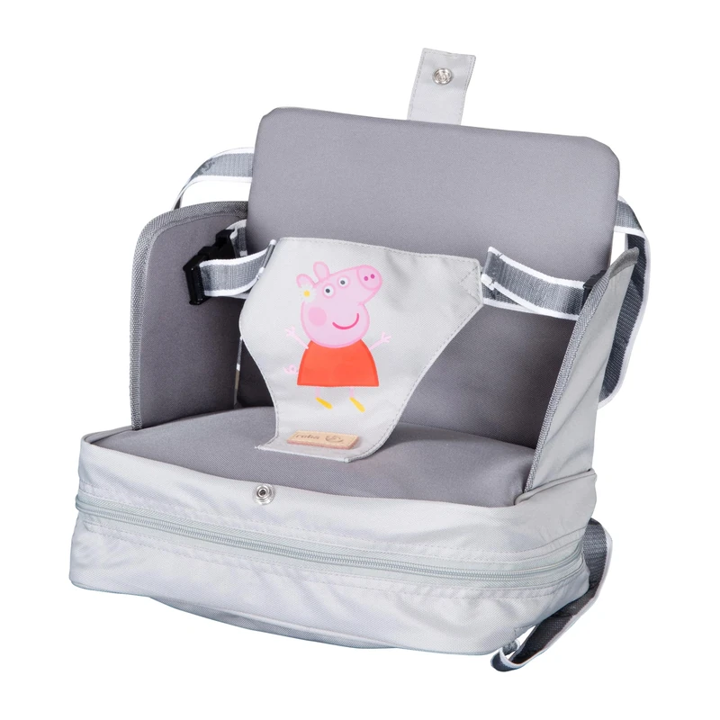 roba Peppa Pig Booster Seat - Inflatable seat with Raised Side Panels - Mobile Booster for Children & Toddlers - for Home and on the go - Gray/Pink