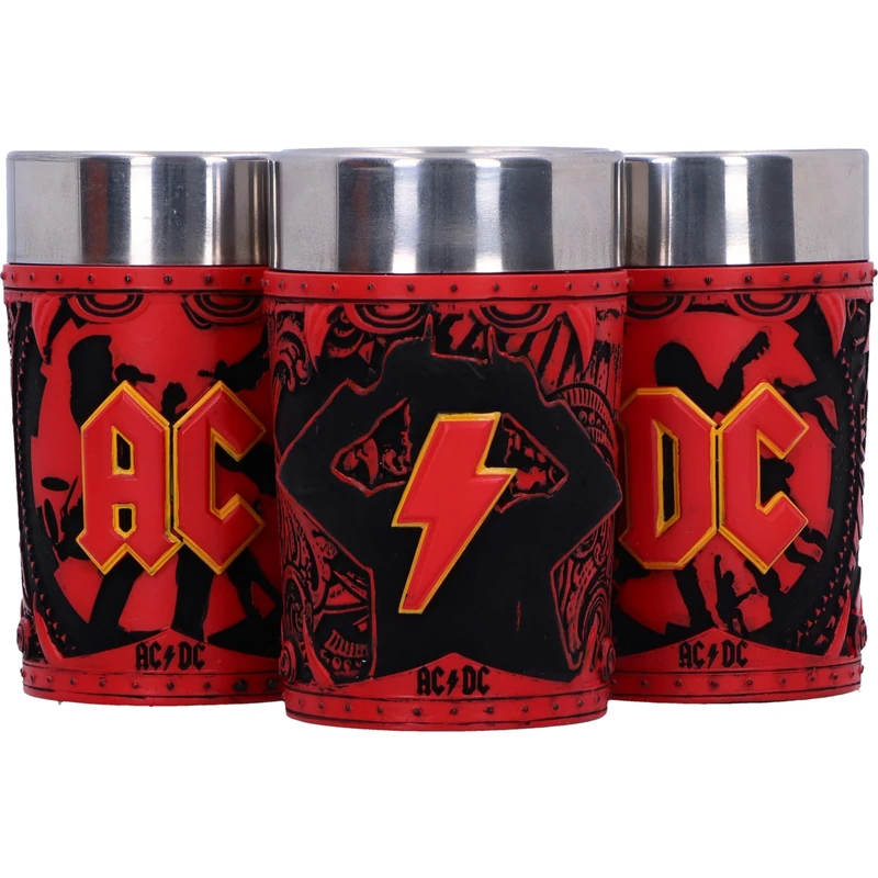 Nemesis Now ACDC Logo Set of 3 Shot Glass Set 8.7cm, Resin, Official ACDC Merchandise, ACDC Collectible Mini Cup Set, Three ACDC Shot Glasses, Cast in The Finest Resin, Expertly Hand-Painted