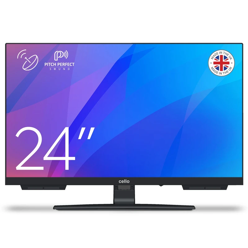 Cello 24 inch LED TV C2424SH with Freeview & Satellite, Easy Setup Mains Powered, Non-Smart, USB Record from Live TV, Frameless Style, Pitch Perfect Sound, Made in the UK